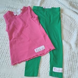 18m Flowersak Boutique Girls' Outfit Pink Shirt Green Pant